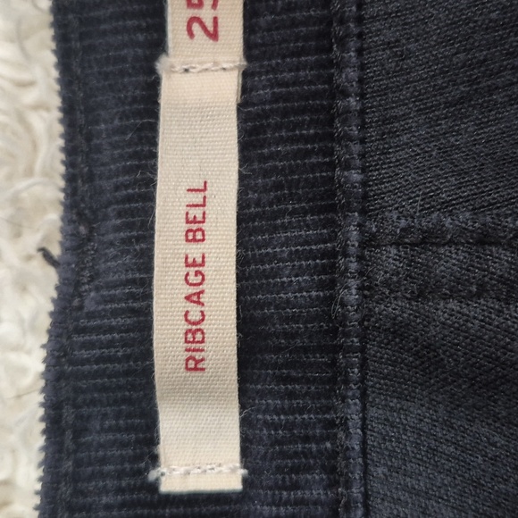 LEVI'S ribcage Bell Cords 25 Navy Corduroy High Waist Wide Leg Pant Levi Strauss - Picture 4 of 7